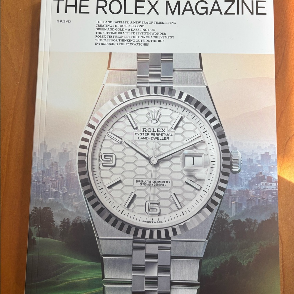 Rolex 2025 Magazine with Silver and White Watch Cover